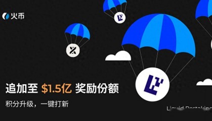 一键打新再加$5千万！火币HTX流动性再质押奖励额度提升至1.5亿美金，积分升级领空投