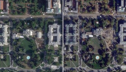 白宫东翼整体建筑全拆卫星图曝光!美媒:“瞬间抹去一个多世纪的历史”
